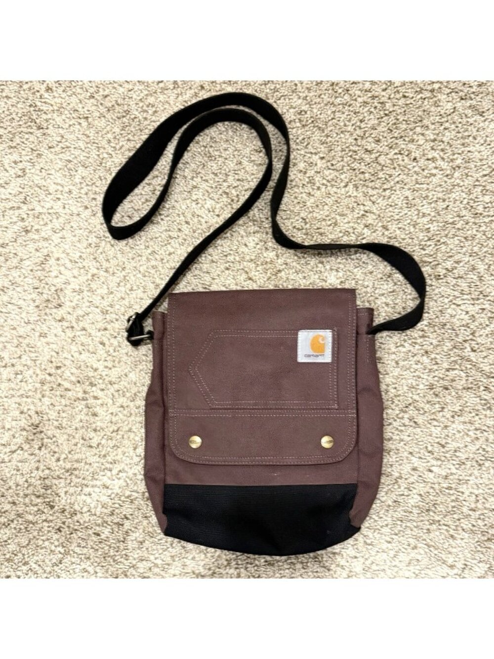 Carhartt Brown Crossbody Bag Durable Adjustable Strap Unisex VGC Approx. 10x12x3